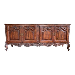 Vintage 1990’s Custom Carved Oak Buffet For Sale