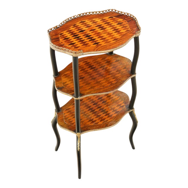 Antique Inlaid Parquetry and Ebonised Side Table, 1890s For Sale