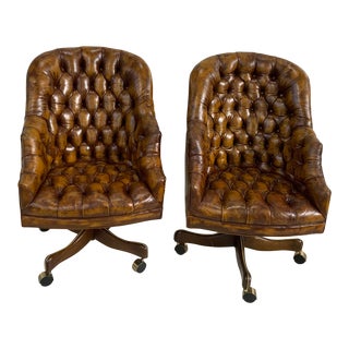 1950s Pair of Vintage Executive Leather Chairs For Sale