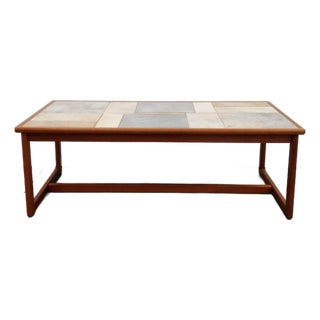 Vintage Danish Modern Teak and Tile Coffee Table by Toften For Sale