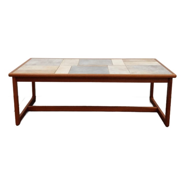 Vintage Danish Modern Teak and Tile Coffee Table by Toften For Sale