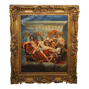 Late 20th Century Mars Being Disarmed by Venus After Jacques-Louis David Classical Painting 40", Framed