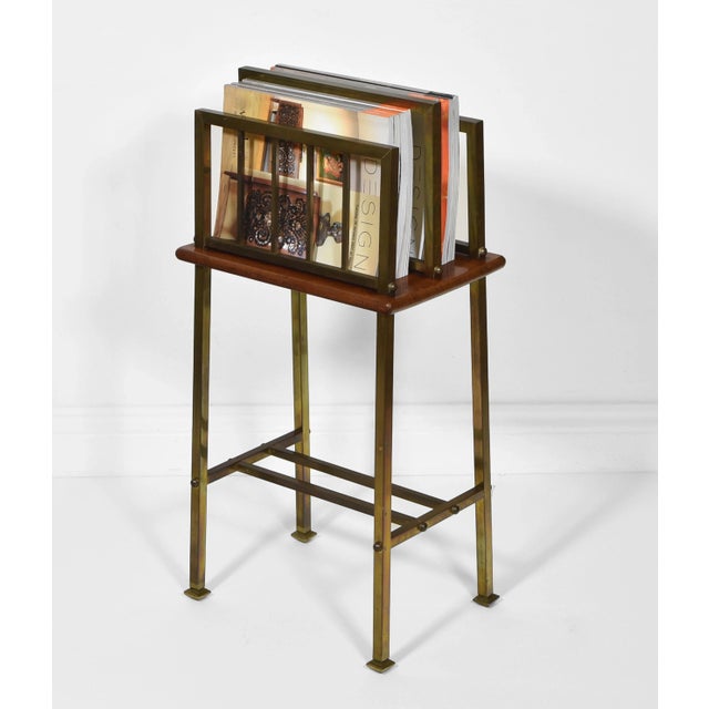 Edwardian Brass & Mahogany Canterbury Newspaper Magazine Rack For Sale - Image 10 of 11