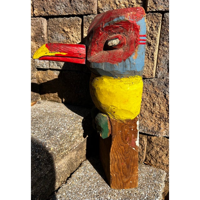 1940s 1940s Folk Art Hand Carved Wood Owl Totem Pole For Sale - Image 5 of 12