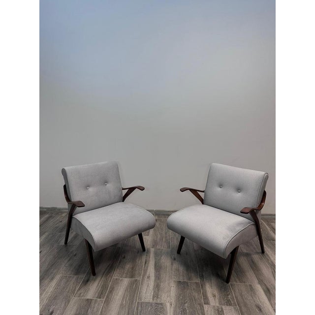 Textile Set of Mid-Century Armchairs For Sale - Image 7 of 18