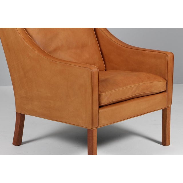 Børge Mogensen Danish Wingback Chair in Teak and Red Leather attributed to Børge Mogensen for Fredericia For Sale - Image 4 of 7