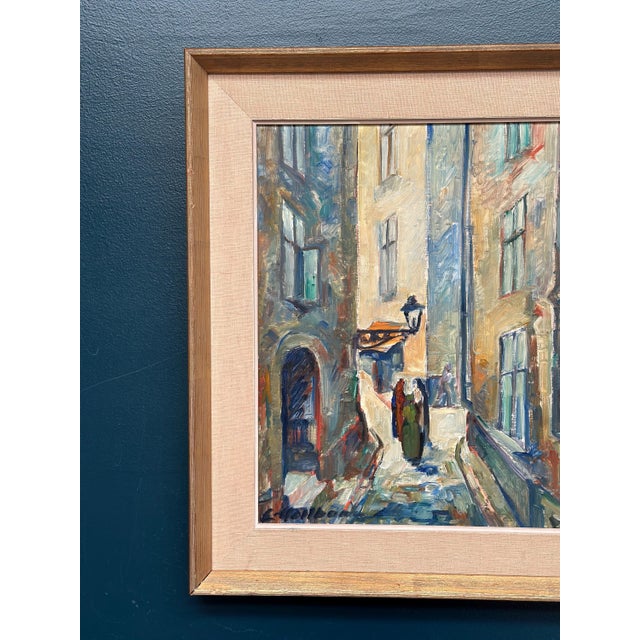 Emil Hellbom, Gamla Stan (Town), 1920s, Oil on Panel, Framed For Sale - Image 15 of 18