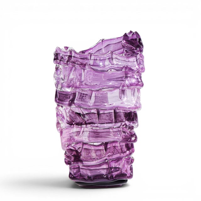 Tom Philabaum Signed Large Hand-Built Glass Vase For Sale In Chicago - Image 6 of 8