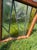 Mid-Century Modern Antique Glass Wood Frame Stained Prairie School Window - Geometric Reversible Wood Frame For Sale - Image 3 of 9