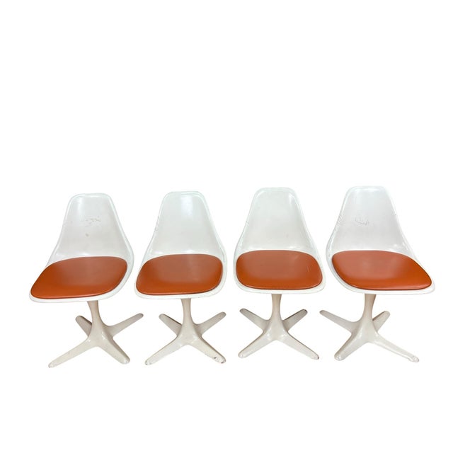 For sale is this very nice vintage dining set that includes four Burke chairs and table, The table measures H 29.5” W 38”