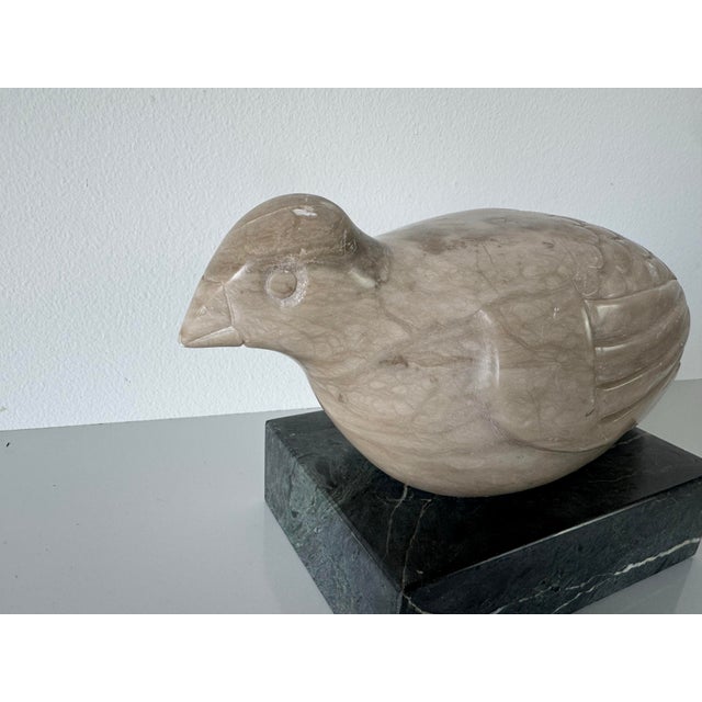 Stone 1980s Vintage Carved Marble Dove Sculpture on Green Marble Base – Signed For Sale - Image 7 of 12