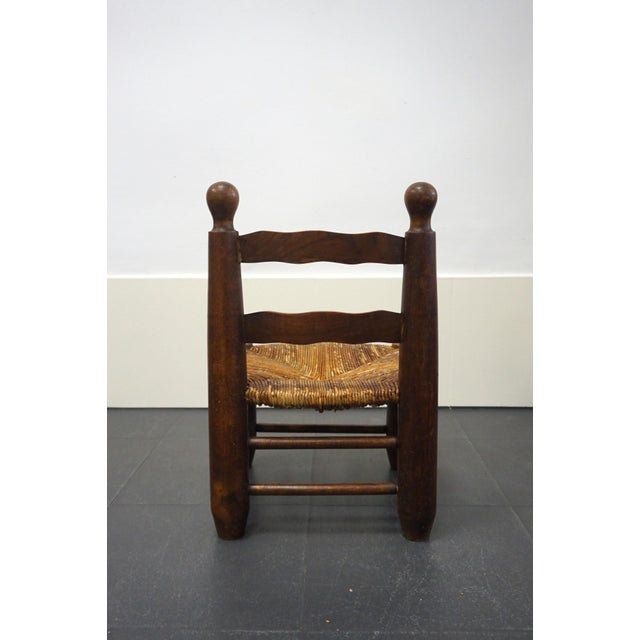 Rustic Low Fireplace Chair in French Wood, 1930s For Sale - Image 3 of 8