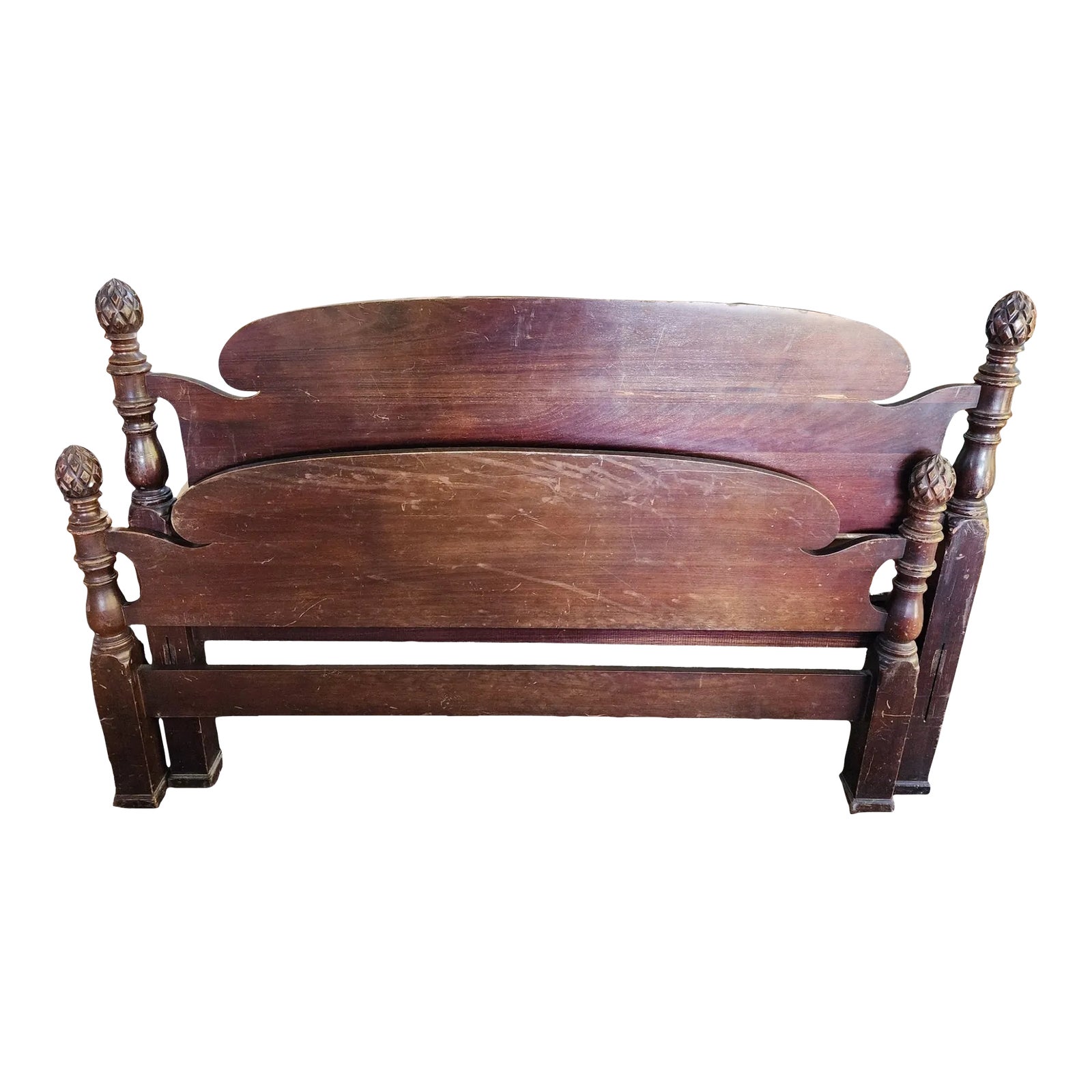 Vintage Pineapple Finial FullSized Headboard and Footboard for