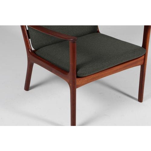 PJ112 Lounge Chairs in Mahogany & Green Wool from Ole Wanscher, 1960s For Sale - Image 5 of 7