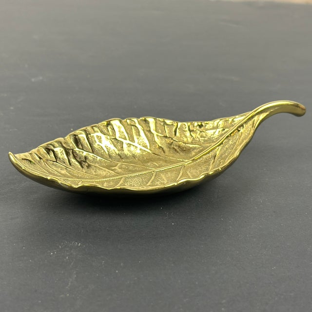 Signed 1940's Virginia Metalcrafters Solid Brass Hydrangea Leaf Sculpture Ships quickly via USPS!
