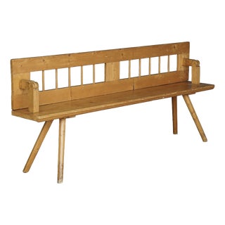 Antique Scandinavian Pine Bench with Turnable Backrest, 1890s For Sale