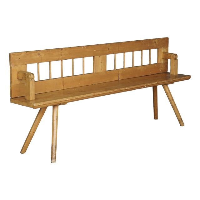 Antique Scandinavian Pine Bench with Turnable Backrest, 1890s For Sale