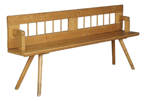 Antique Scandinavian Pine Bench with Turnable Backrest, 1890s