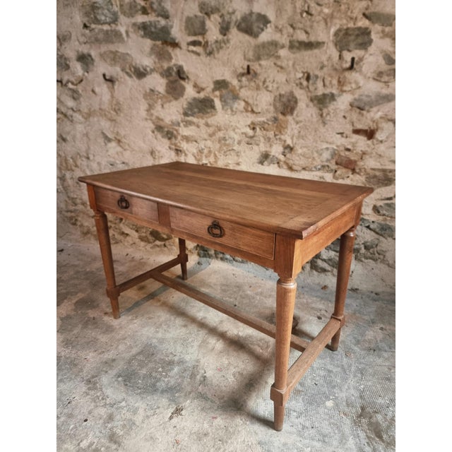 Wood Antique French Oak Table or Desk, 1930s For Sale - Image 7 of 15