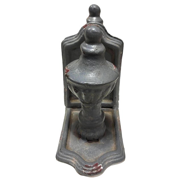 1930s 1930s Grey Colonial Style Cast Iron Enamel Grey Finial Bookend, Pair For Sale - Image 5 of 7