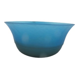 Large Italian Murano Blue Art Glass Bowl by VeArt For Sale