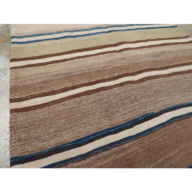 Rustic Galerie Shabab Collection Mid-20th Century Persian Flatweave Kilim Wide Gallery Runner For Sale - Image 3 of 8