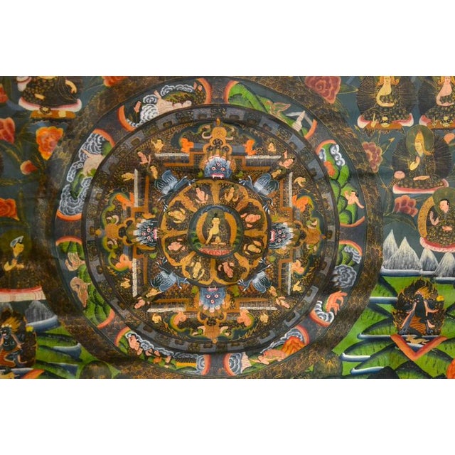 Modern Nepalese Thangka, Early 20th Century, Gouache on Cotton For Sale - Image 3 of 9