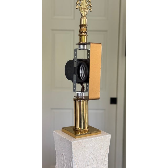 Metal Estate House of Troy Aztec Brass Base Lamp For Sale - Image 7 of 14