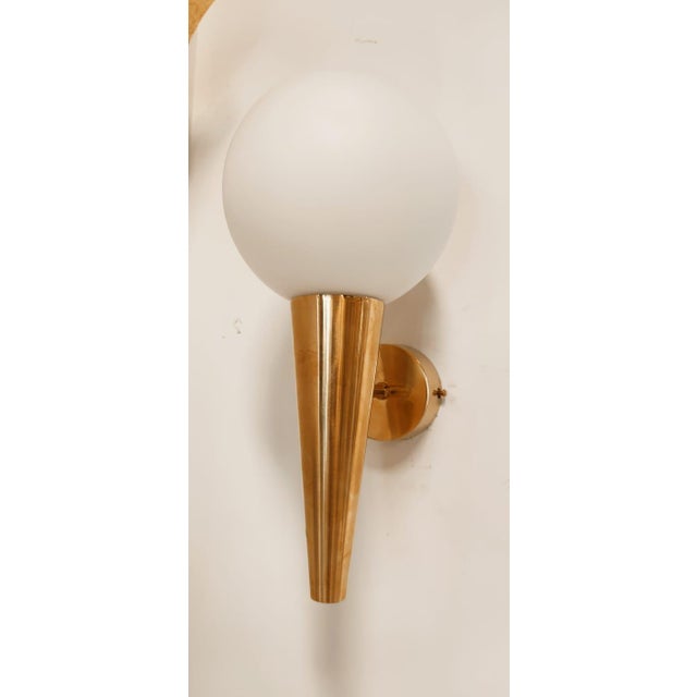 Brass Wall Light with White Sphere For Sale - Image 13 of 16