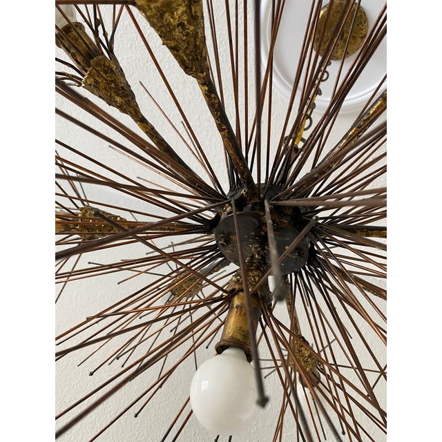 Brutalist Brass Urchin Chandelier by Feldman | Chairish