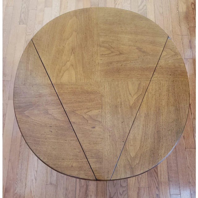 Brown John Widdicomb 2 Tier Drop Leaf Walnut Bookmatched Top Accent Table For Sale - Image 8 of 10