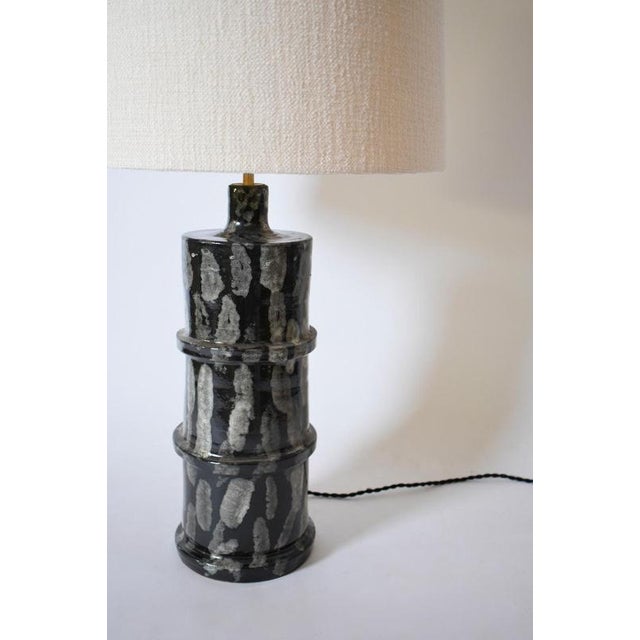 Grey and Black Ceramic Table Lamp by Barracuda Interiors For Sale - Image 4 of 6