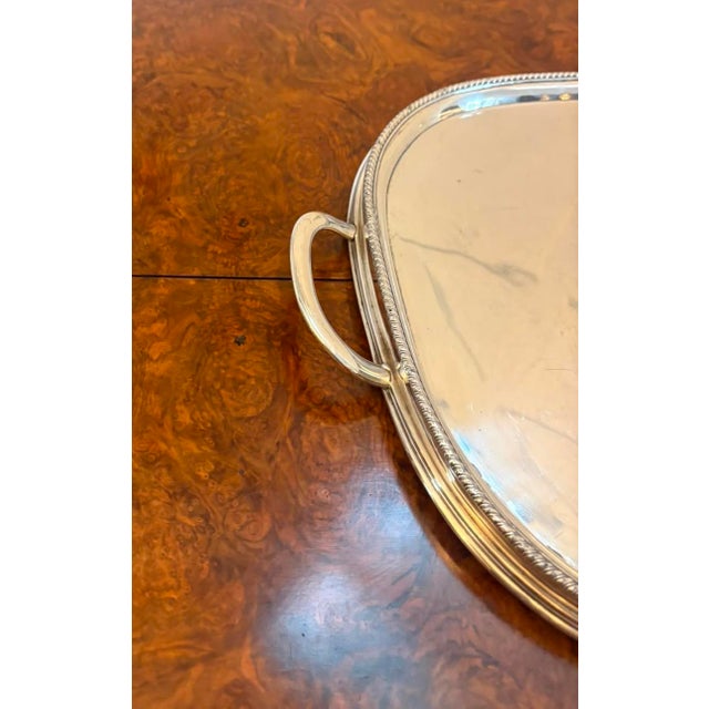 Silver Antique Victorian Silver Plated Drinks Serving Tray with Handles, 1880 For Sale - Image 8 of 11