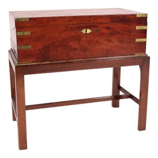 English Campaign Style Writing Slope on Stand For Sale