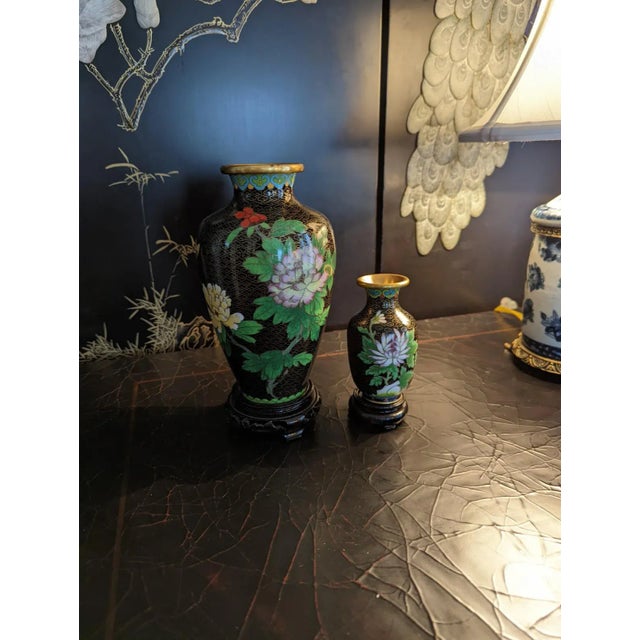 1980s Chinese Cloisonne Vases - Set of 2 For Sale In Raleigh - Image 6 of 12