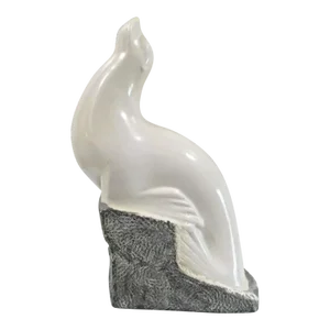 Vincent Glinsky Smooth White Snow Seal on Rough Gray Cliff 11 1/4" Foundry Stone