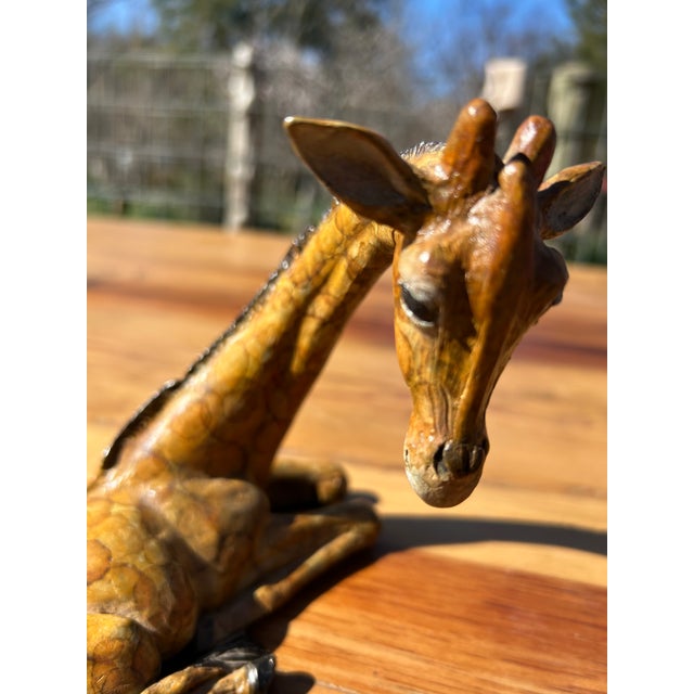 Metal Small Faux Painted Iron Giraffe Sculpture For Sale - Image 7 of 12