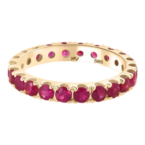 14k Gold Round Ruby Eternity Band Stacking Ring Size 6.5
