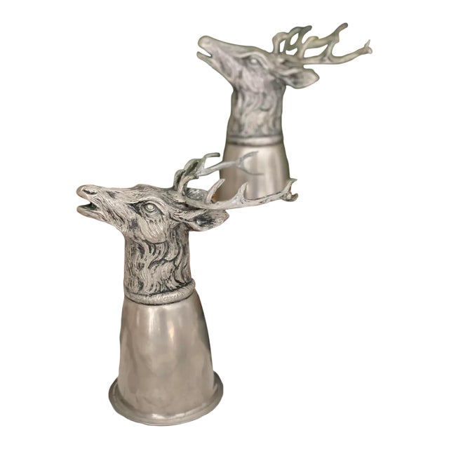 1970s Gucci Stag Metal Stirrup Cups- A Pair For Sale