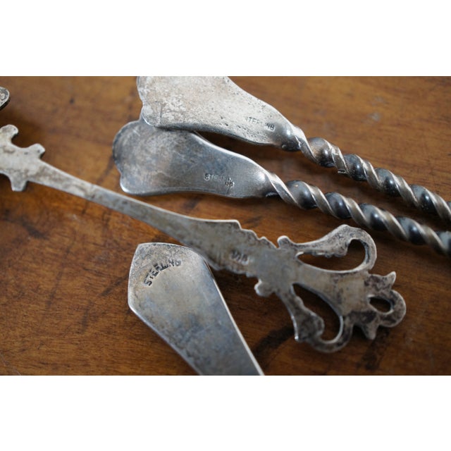 Silver Antique Assorted Twisted Sterling Silver Salt Mustard Spoons 25g- Set of 8 For Sale - Image 8 of 12