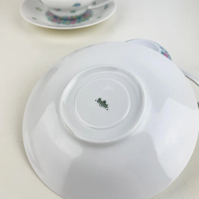 Cream Vintage Studio Linie Romance Garland Floral Porcelain Cup and Saucer Set by Bjorn Wiinblad for Rosenthal, Set of 2 For Sale - Image 8 of 11