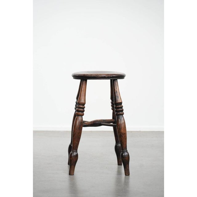 Antique English Windsor Stool, 1700s For Sale - Image 5 of 13