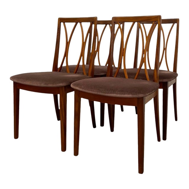 Set of 4 Mid Century Modern Dining Chairs With Sculptural Back Design, Uk Import For Sale