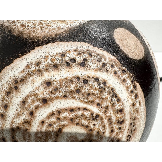 Textile Vintage Ceramic Table Lamp with Circular Decoration and Swivel Lampshade, Germany, 1960s For Sale - Image 7 of 18