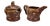 John Glick Ceramic Stoneware Sugar and Creamer Holder Stamped Plum Tree Pottery - Set of 2 For Sale