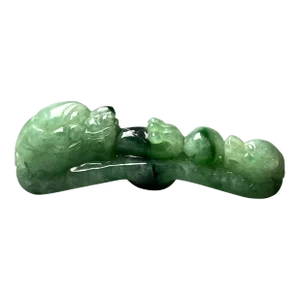 Mid 20th Century Green Jadeite Jade Dragon Belt Hook Paper Weight