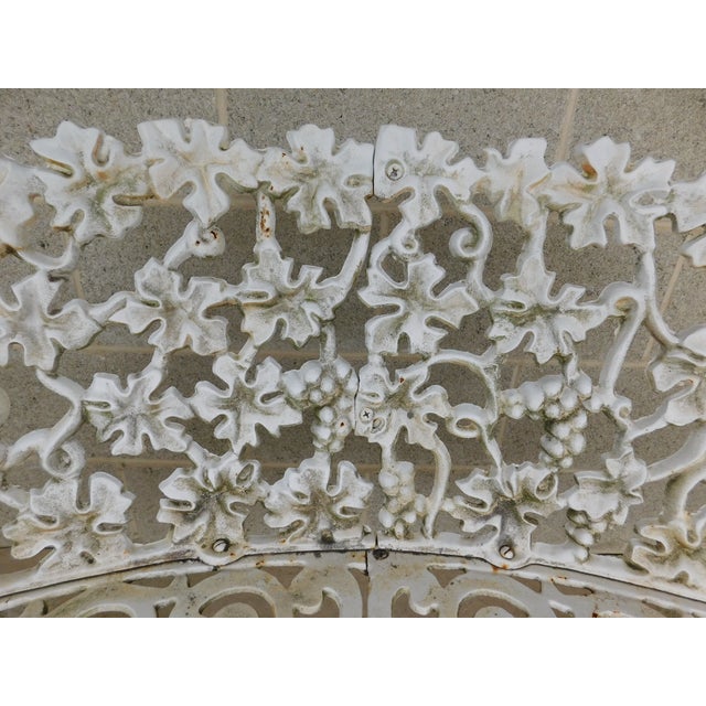 Vintage Grape Vine Pattern Cast Iron 3 Pc Garden Chair Set For Sale - Image 4 of 18