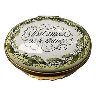 Vintage Tiffany & Co. For Halcyon Days "True Love Never Changes" Enamel Box For Sale
