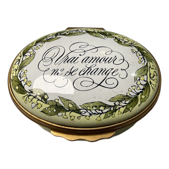 Vintage Tiffany & Co. For Halcyon Days "True Love Never Changes" Enamel Box For Sale