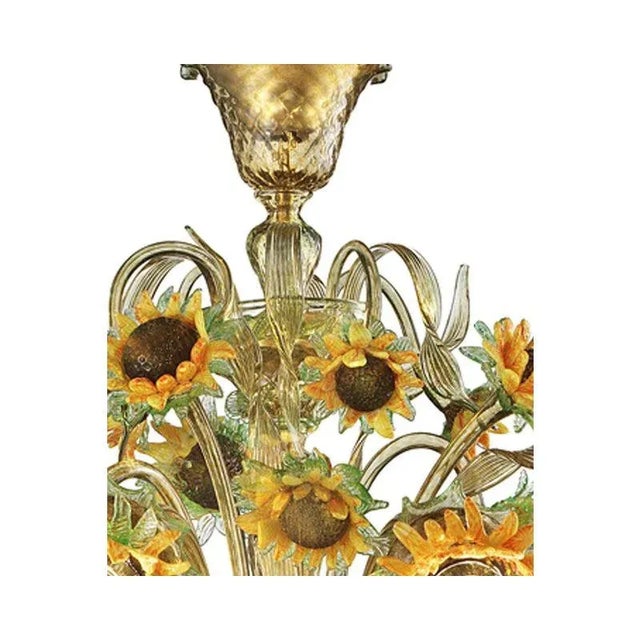 Gold Venetian Sunflowers Murano Glass Chandelier by Simoeng For Sale - Image 8 of 13
